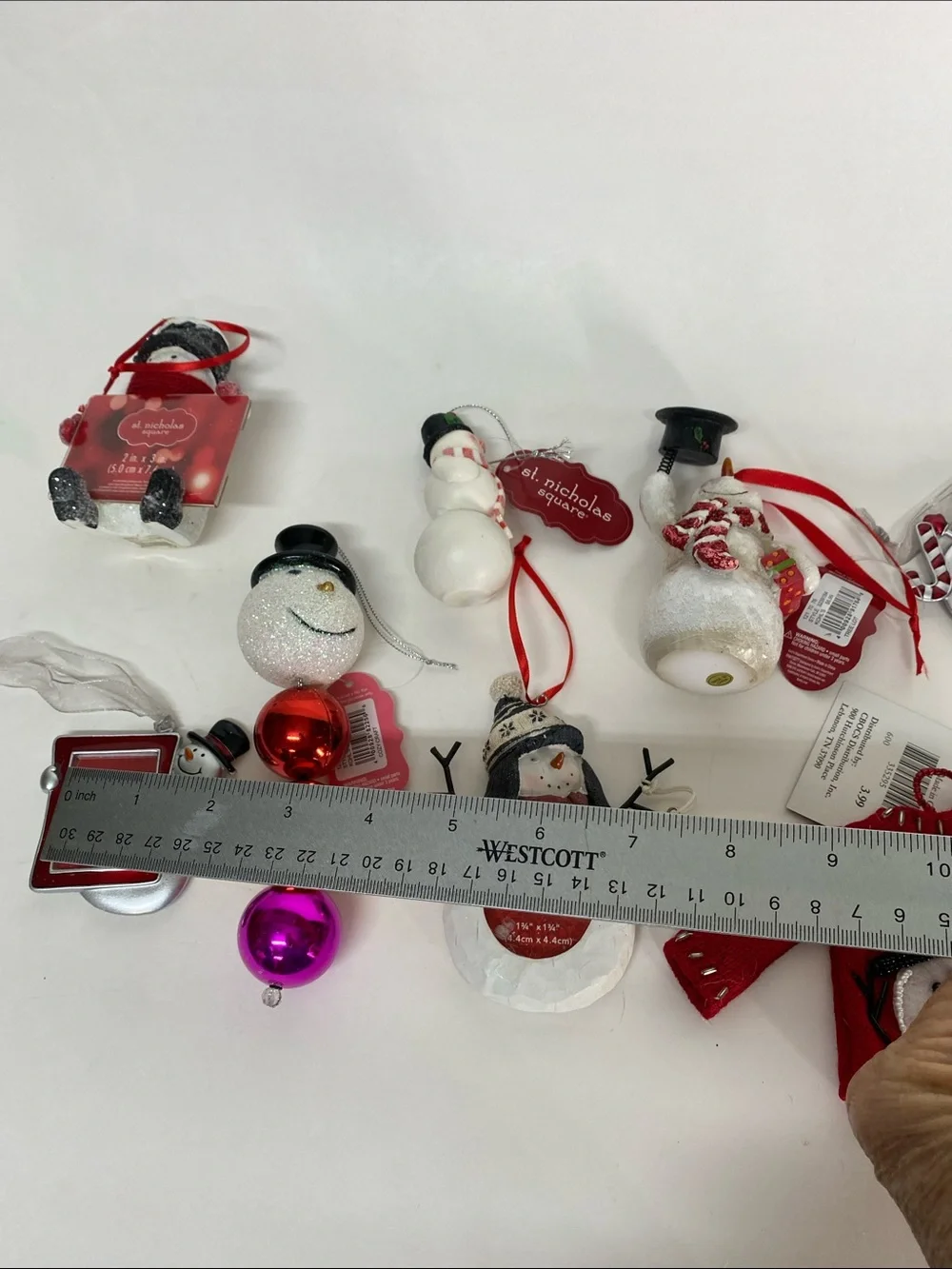 St. Nicholas Square Cracker Barrel Multicolor Snowman Ornament Lot of 8 Holiday